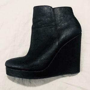 Black wedge booties